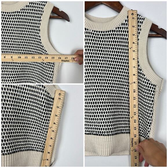 Varley Open XS Knit Tank Top Cream Black Sleeveless Sweater Vest - Picture 7 of 9